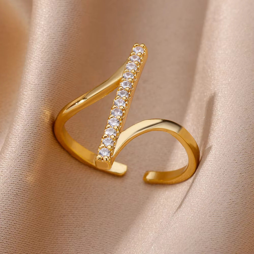 Hot-Selling 18K Gold-Plate entièrement diamante Luxury Non-Fading Anneau ouvert pour les femmes