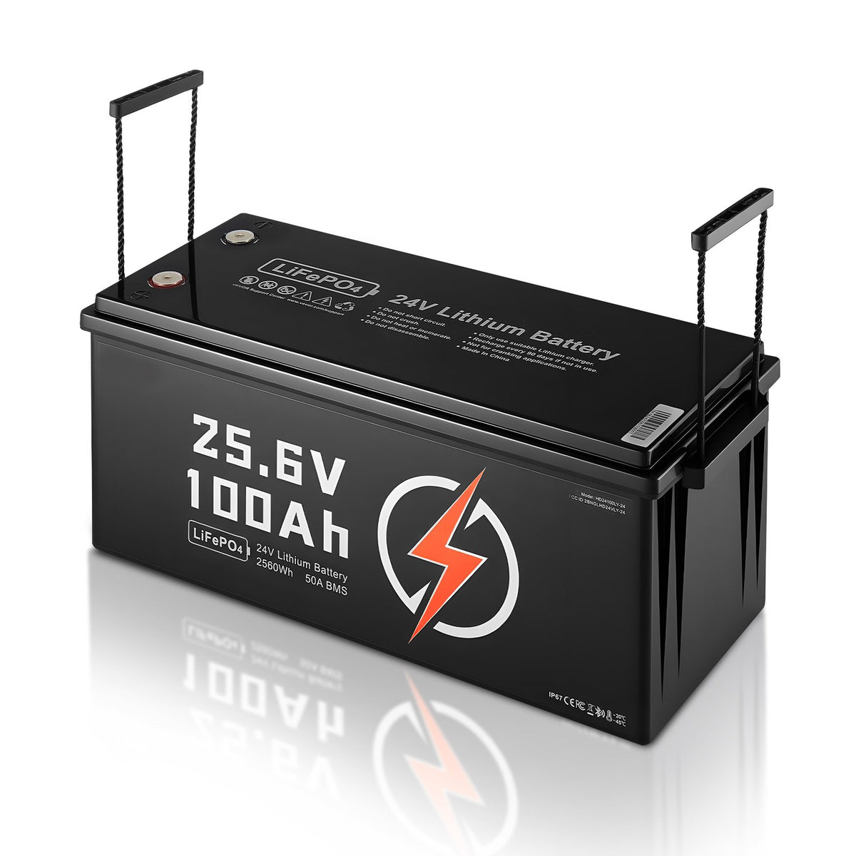 24V 100Ah LiFePO4 Lithium Battery Rechargeable Bluetooth Battery 50A BMS