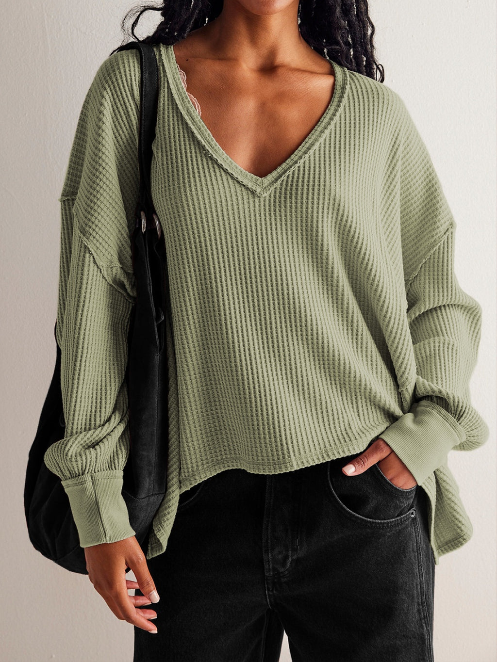 Women's Fashionable Casual Off-the-Shoulder Loose-Fit Long-Sleeve Top