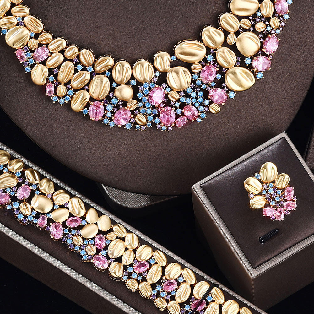 Collier exagéré et boucle d'oreille Ensemble de mariage