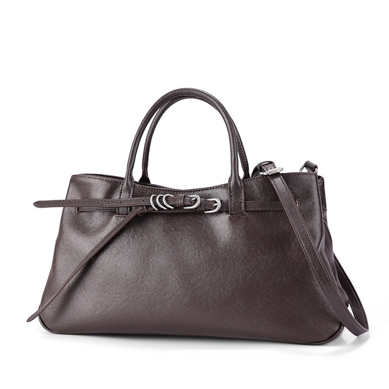 Sac en cuir tanné végétal de première couche de style coréen Minimalist Commuter Sac à main