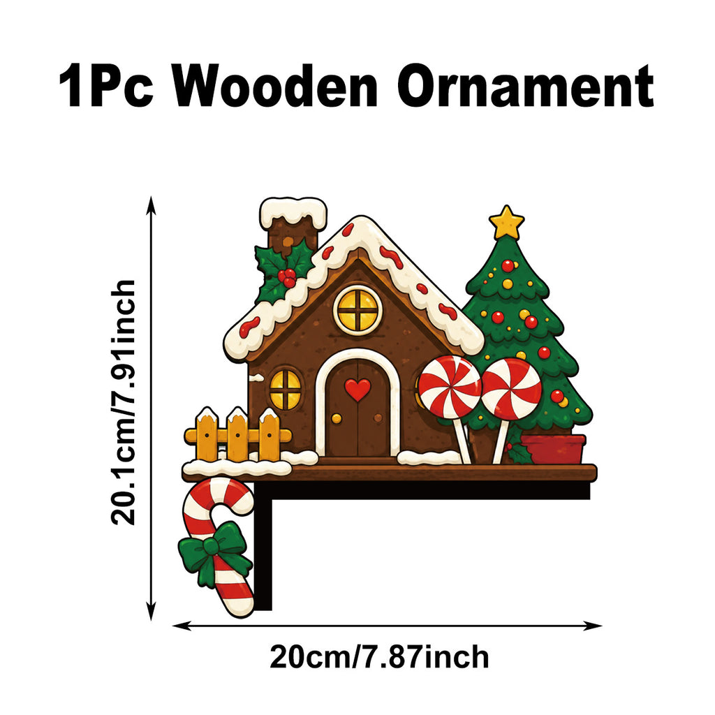 Ornement décoratif cadre de porte en bois de Noël