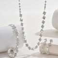 Collier géométrique carré Zircon à chaîne de pinces à chaud