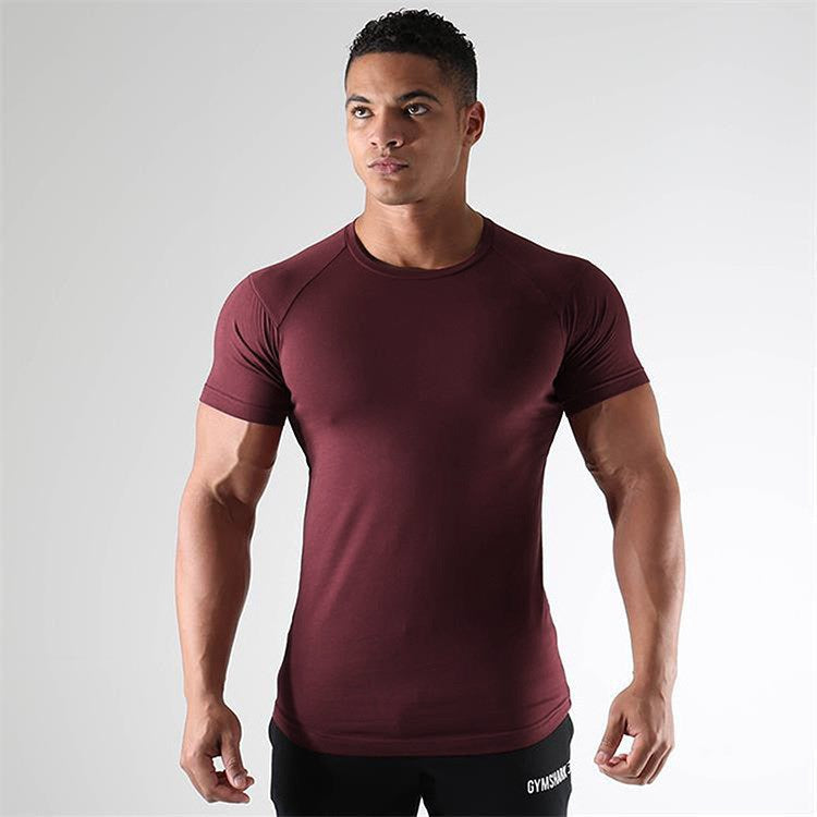 Fitness Short Sleeve Hommes Sports d'entraînement de course Vêtements élastiques