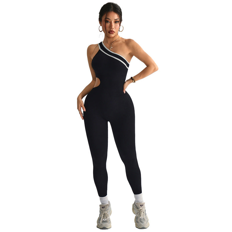 Pantalons de yoga sans épaule bloqués par la couleur