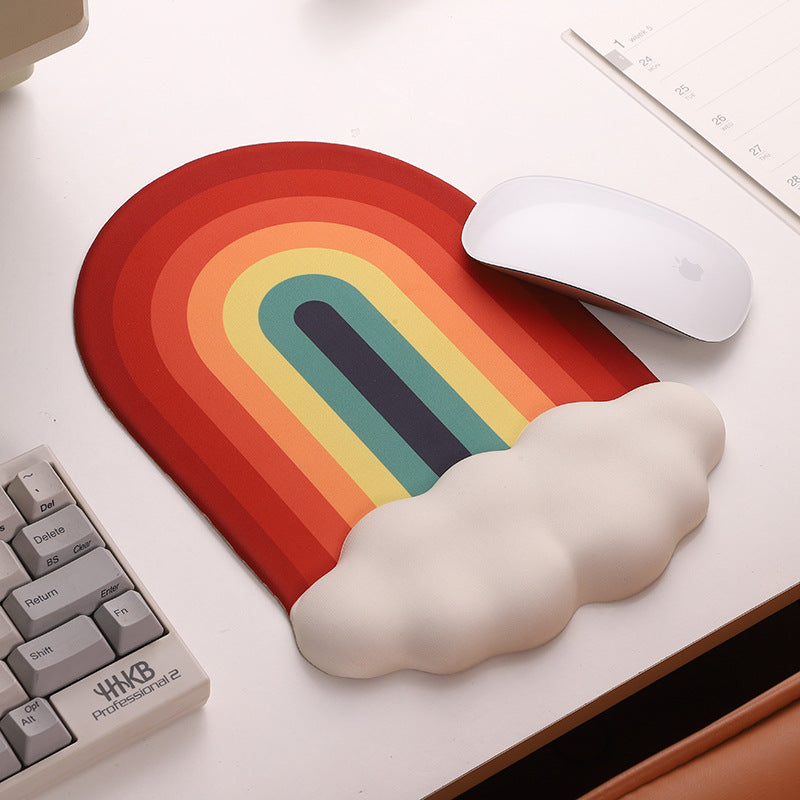Cloud Rainbow Silica Gel Wrister Mouse Pad Keyboard Support Slippery Lavable