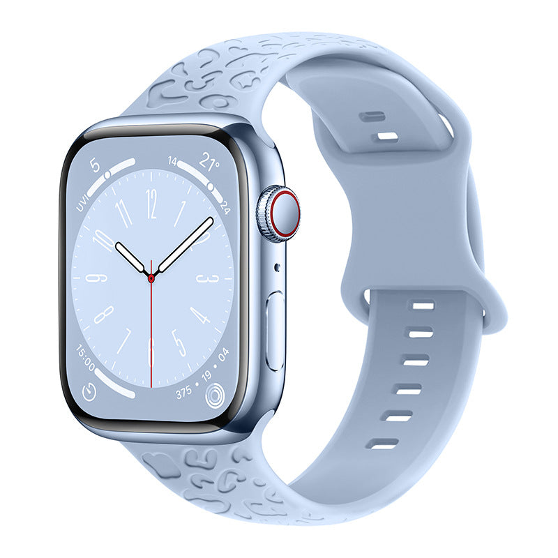 Applicable à Iwatch1-9 Generationultra3 Solid Color Leopard 8 mots Bracelet en silicone Buckle