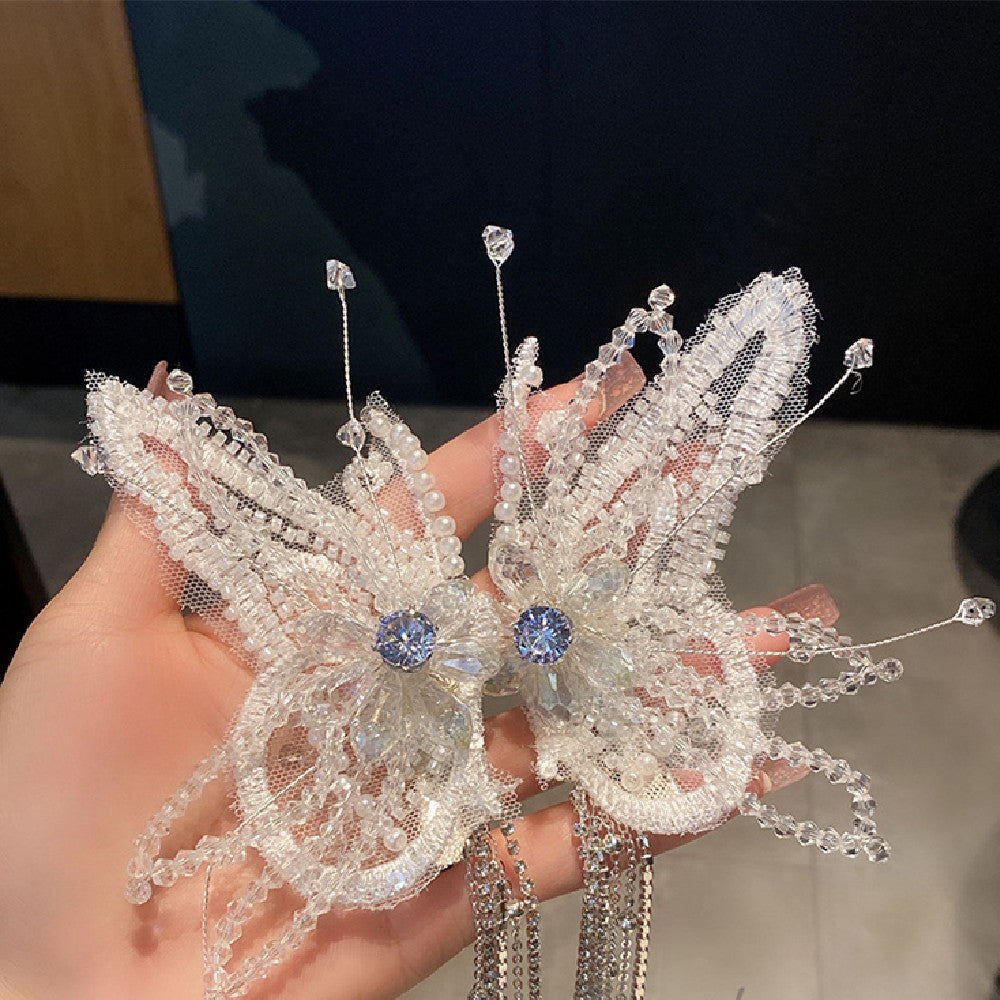 Super Fée Bow Cristal Tassel épingle à cheveux femmes