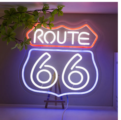 66 Highway Neon LED Glow créatif
