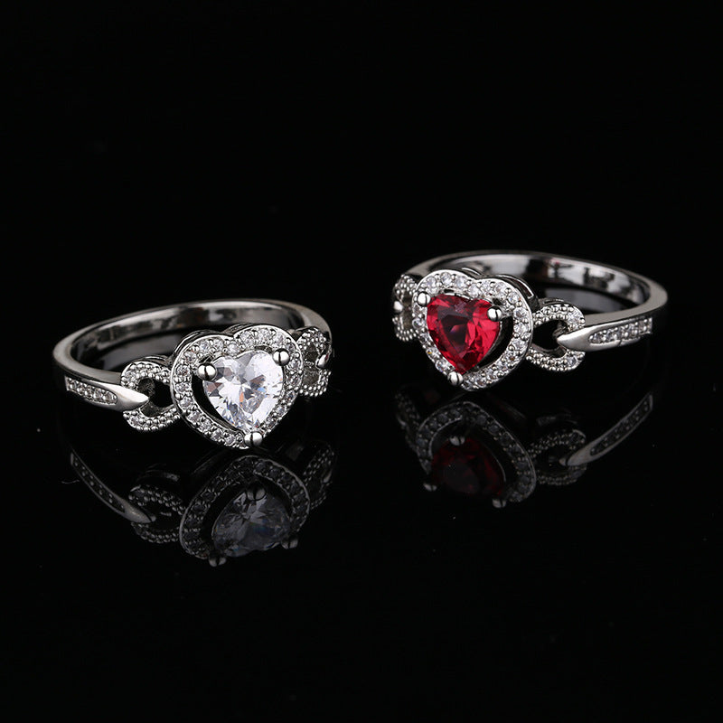 Bague de mariage rouge en forme de coeur pour femmes Bracelet personnalisé