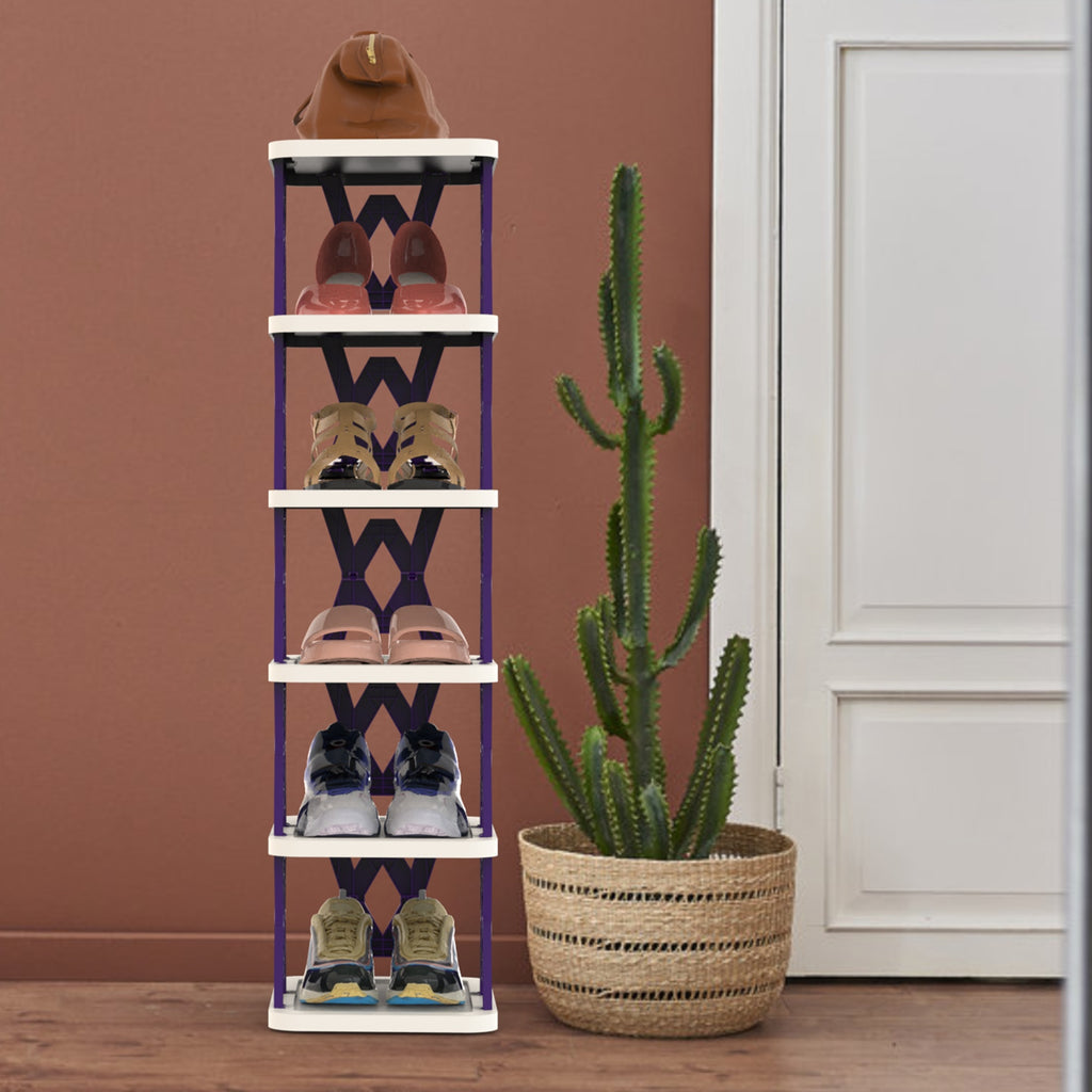 6 Tier pliable Shoe Rack Vertical Shoe Organizer Narrow Shoe Rack pour petits espaces Espace