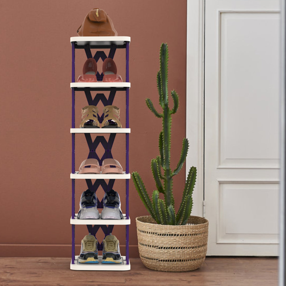 6 Tier pliable Shoe Rack Vertical Shoe Organizer Narrow Shoe Rack pour petits espaces Espace