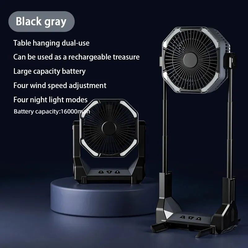 Eventail de camping portable avec lumière LED