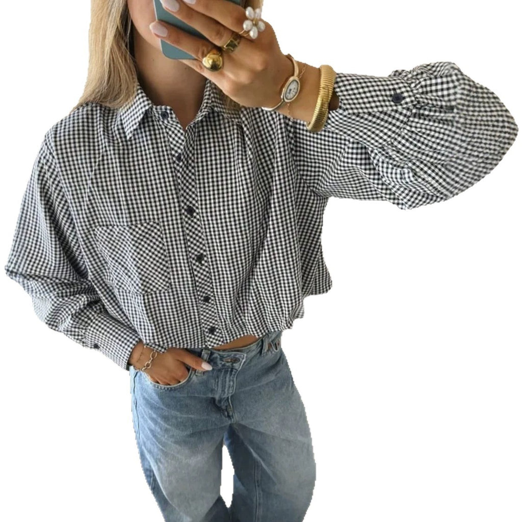 Chemise courte en cuir taille haute pour femmes
