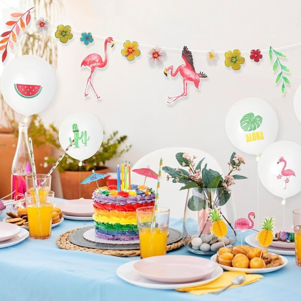 Ensemble de décoration de fête hawaïenne avec fleurs