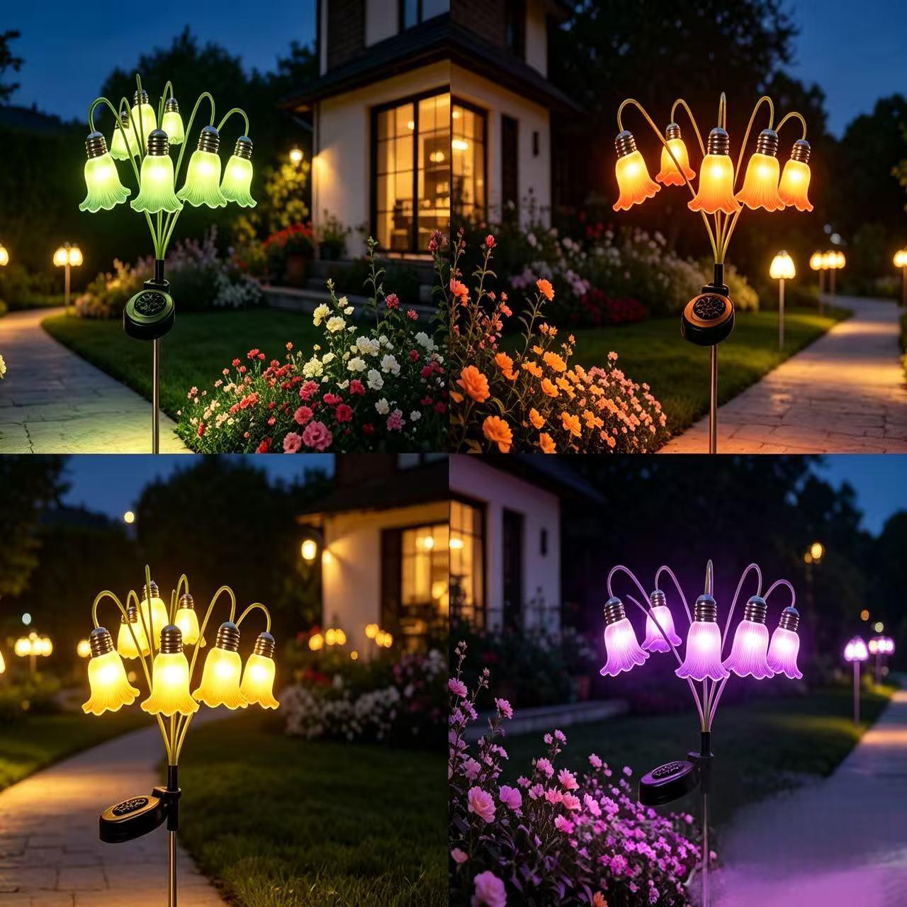 Fleur artificielle Lampe de sol à fibre optique à LED à énergie solaire