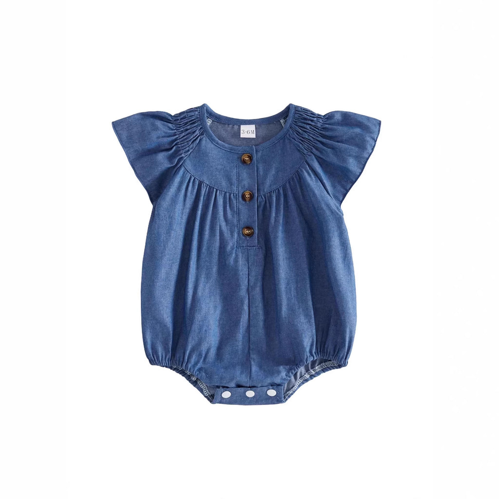 Les filles Denim Ruffled Romper à manches courtes