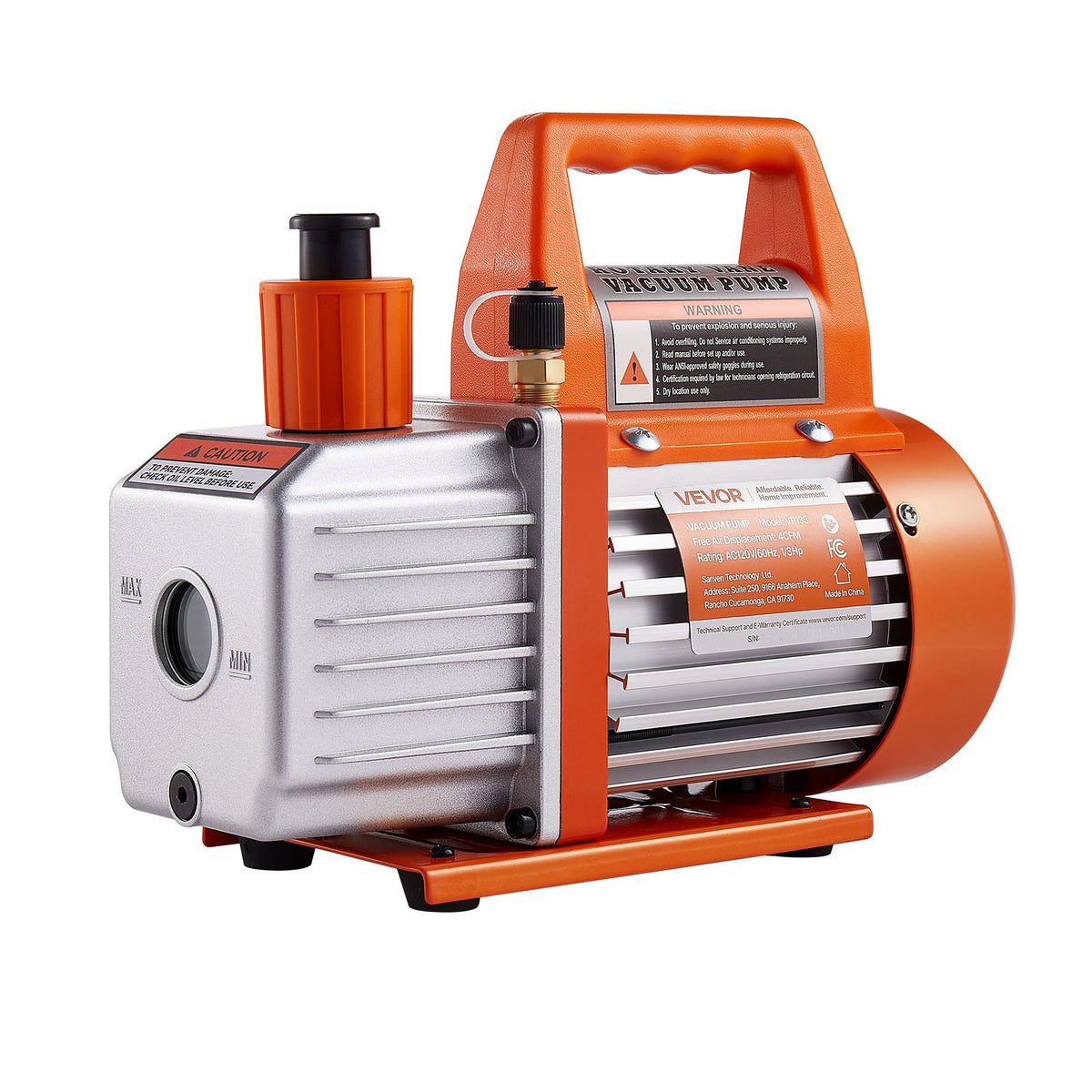 4 CFM 1/3 HP CVC pompe à vide rotative à fourgonnette et kit d'aspirateur