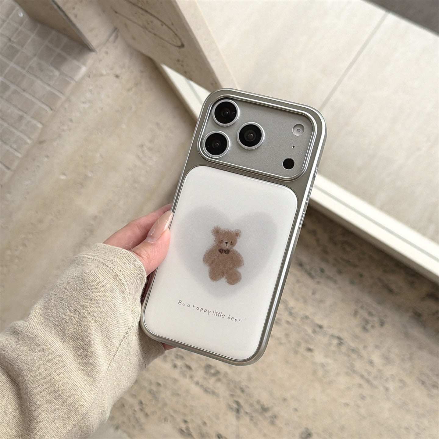 Style coréen Electroplated Little Bear Telephone Case Niche Design