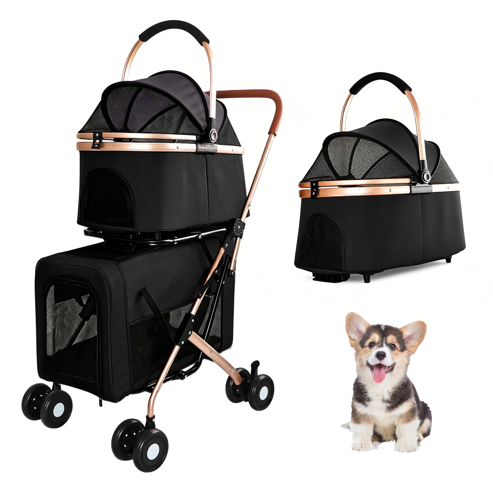 Poussette double pour chiens et chats