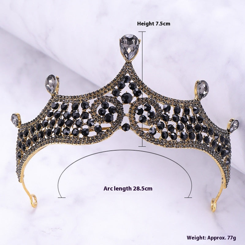 Retro Baroque Black Mariage Royale Couronne décorative