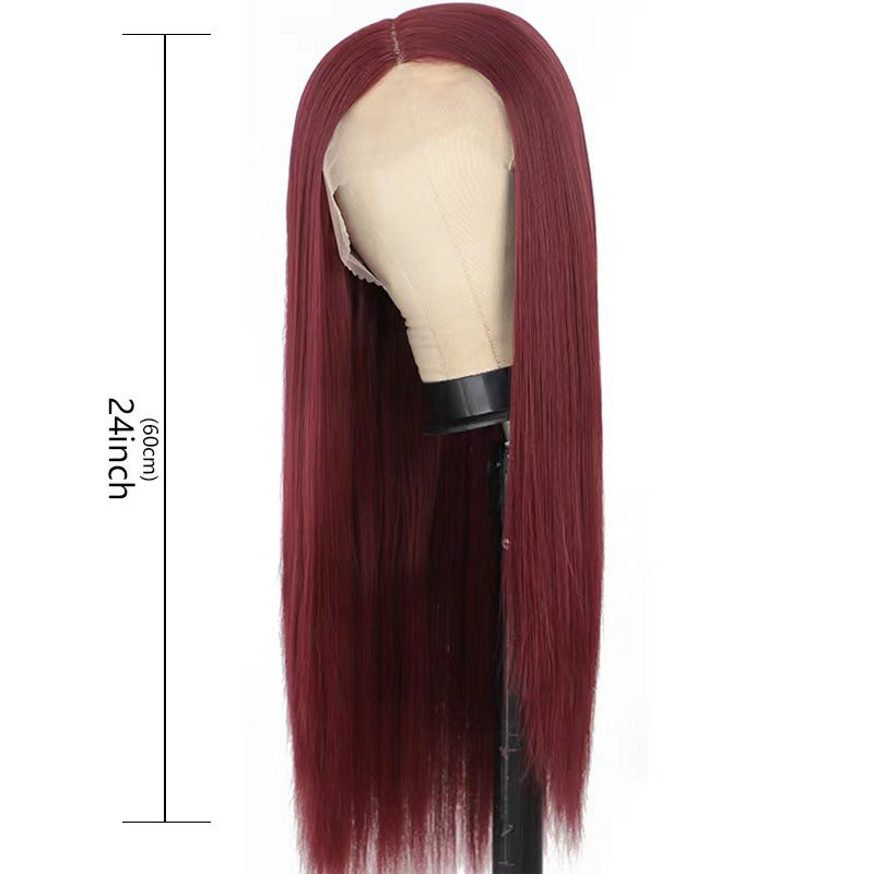 Avant Dentelle Lumière Dorée Long Droite Cheveux Complet Perruque Cap