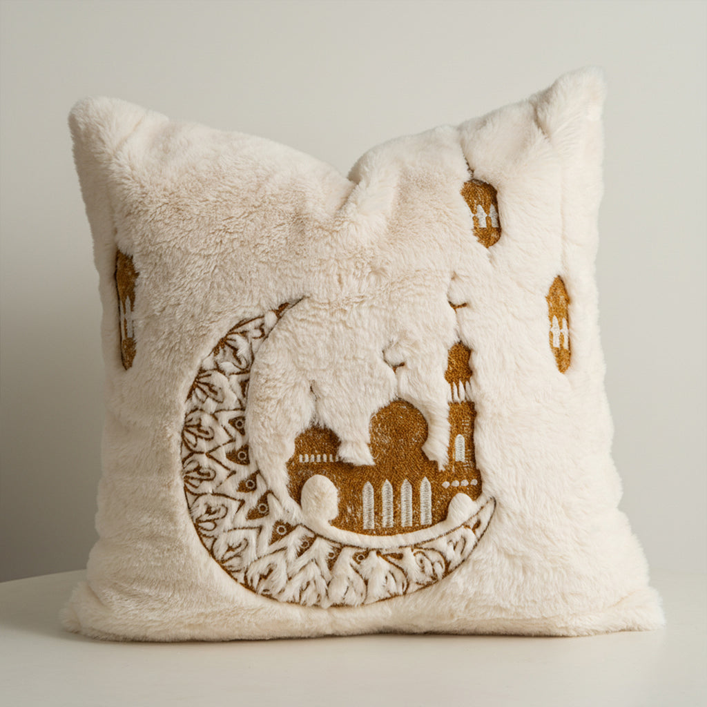 Tissu Bay Fenêtre Décor En peluche Canapé Jetez couvertures oreillers et housses de coussin