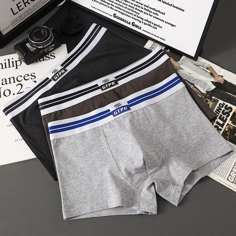 Sous-vêtements pour hommes Pure Color Cotton Sous-vêtements de taille moyenne