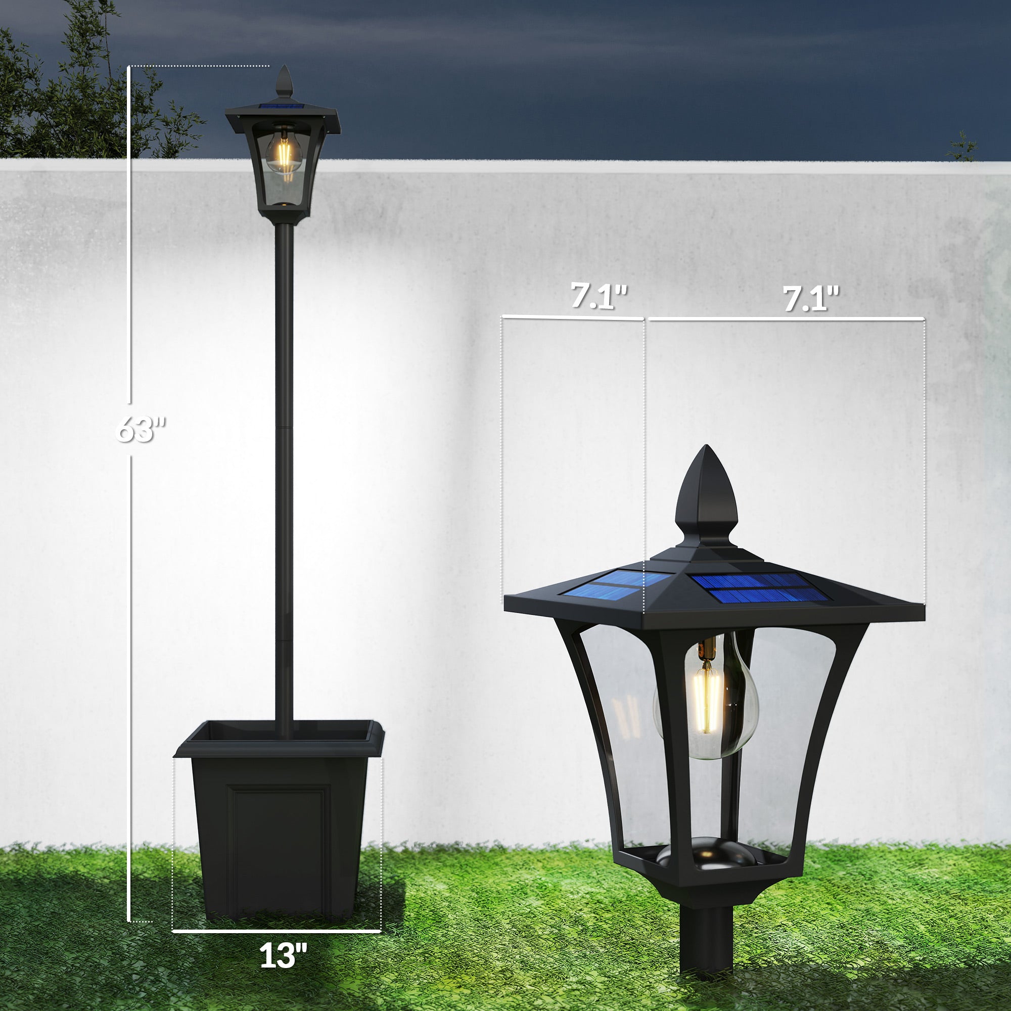 63" Lampe solaire post lumières 2 Pack