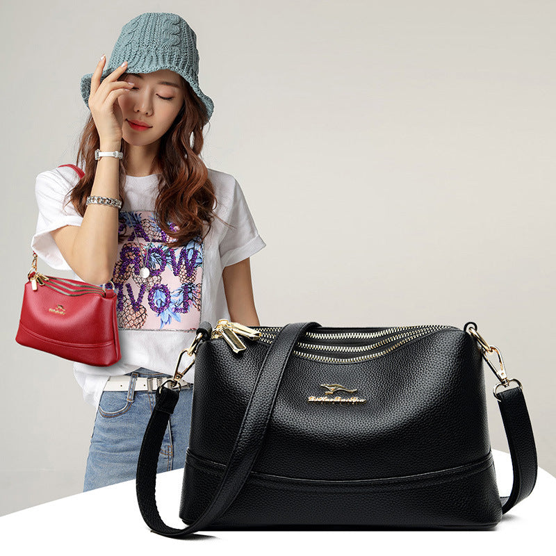 Trendy Trois poches Mini carré épaule croix corps Soft-cuir