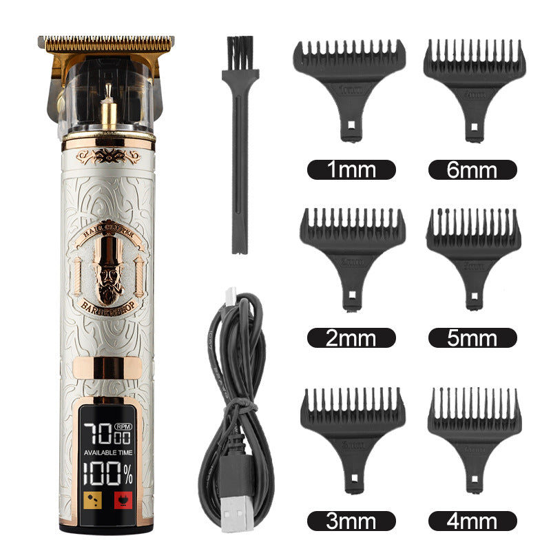 Clipper électrique électrique cheveux Cutter Retro huile gravure tête