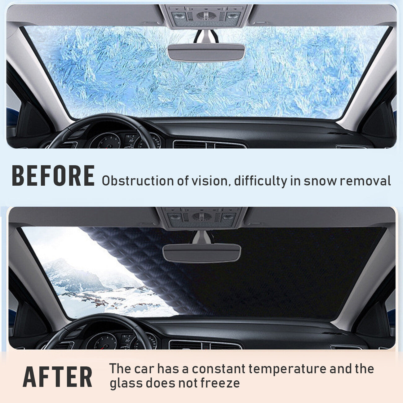 Pare-brise universel de voiture Couverture de neige Protecteur de givre magnétique hiver