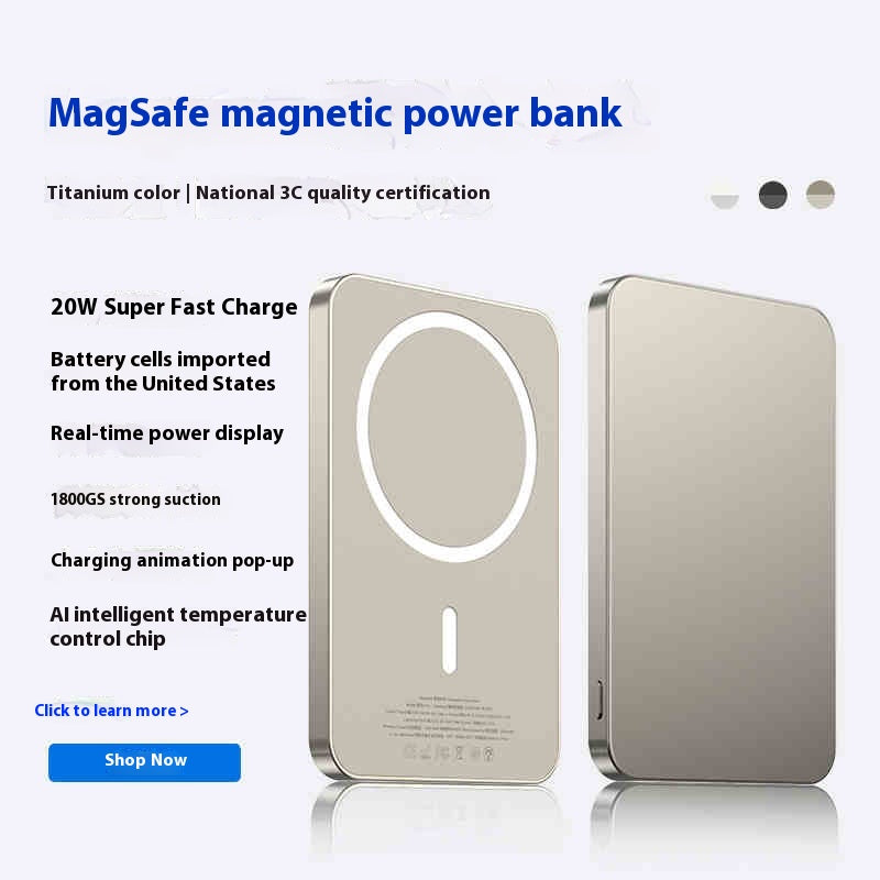 Petite banque de puissance magnétique portable de grande capacité Mini