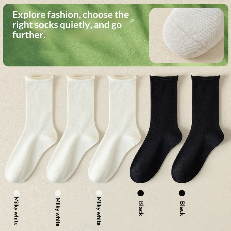Springsummer Chaussettes mi-calf pour femmes en soie