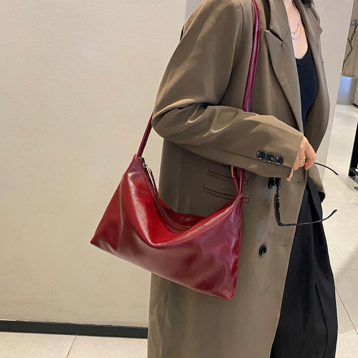 Sac à épaule en cuir de couleur graduée