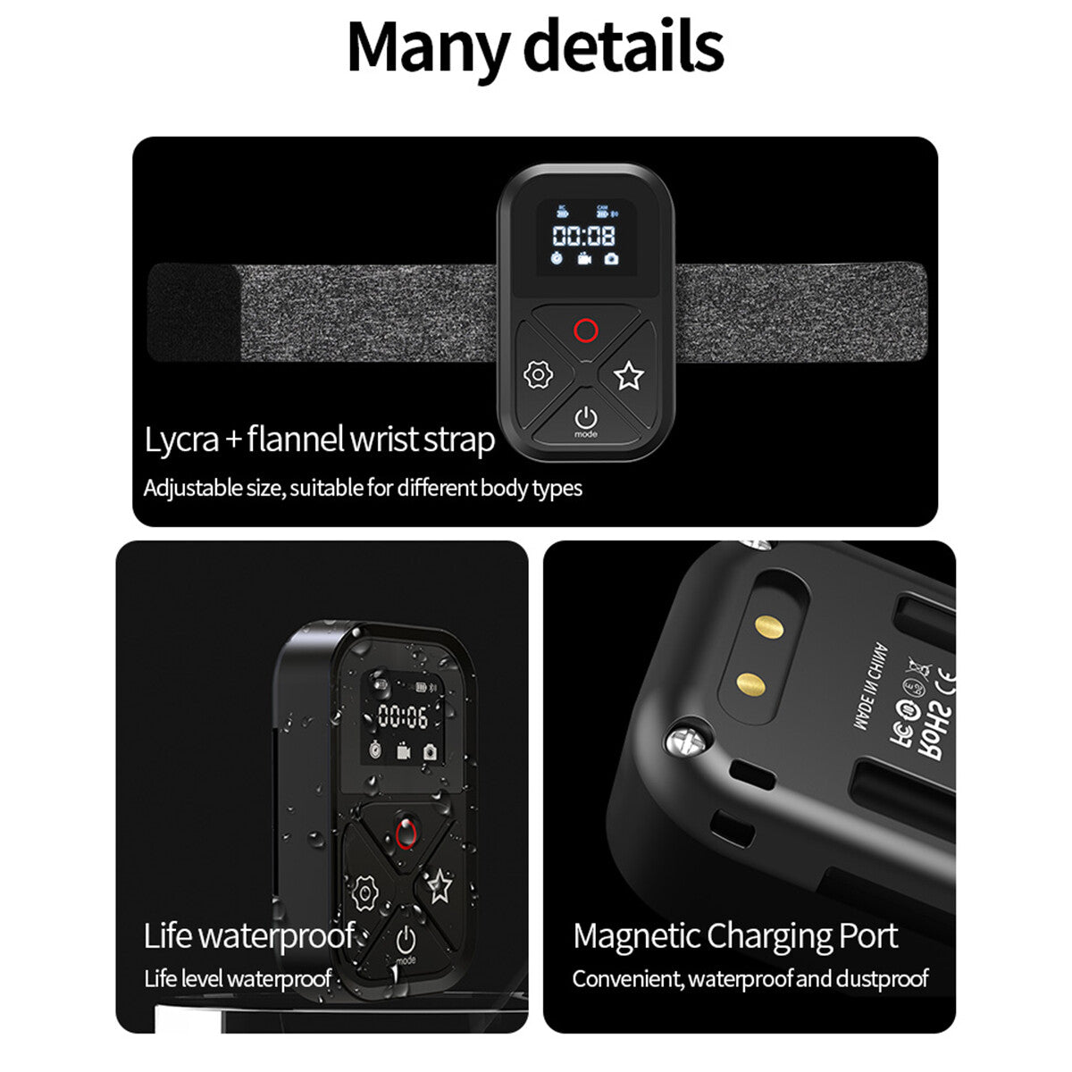 TELESIN Smart Wireless Télécommande Caméra Contrôleur pour Go Pro Hero 11 10 9 8