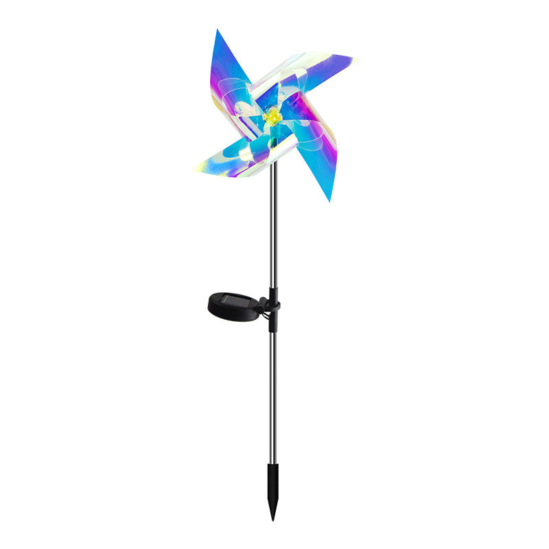 LED Solar Laser Magic Color Windmill Ground Plug House Lamp