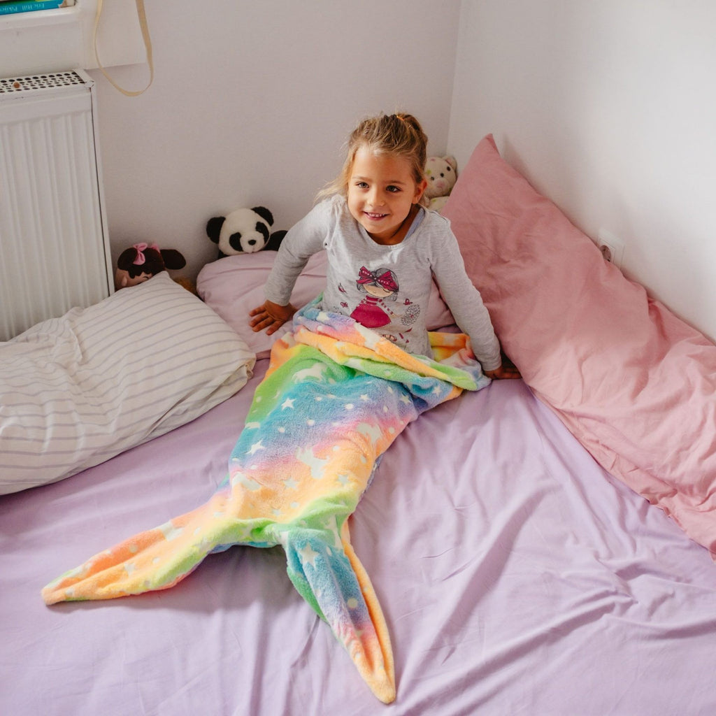 Sirène pour enfants Sac de couchage lumineux Couverture de couchage double face