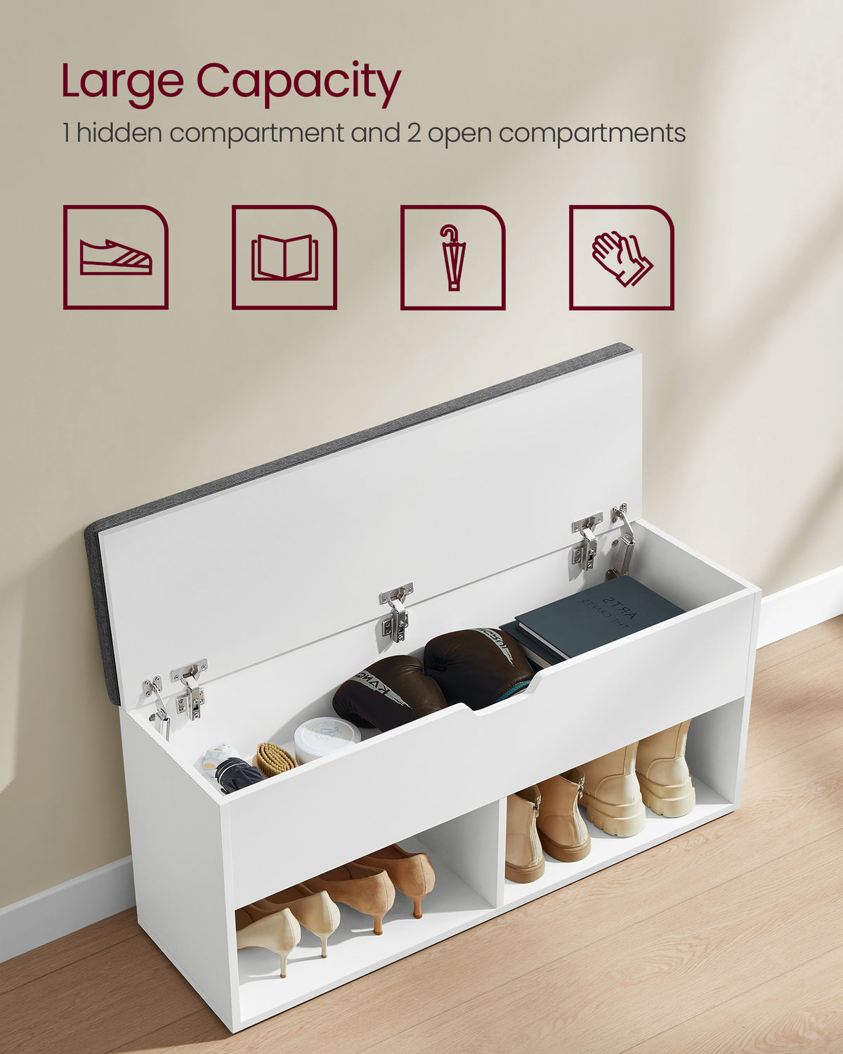Banc de rangement de chaussures VASAGLE avec coussin