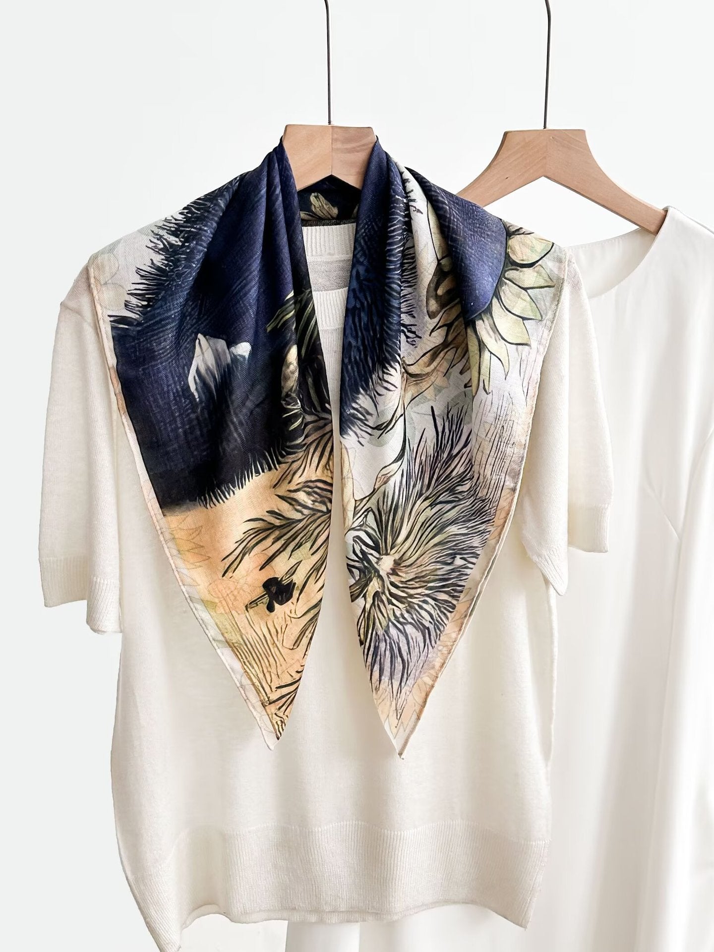 Echarpe de soie haut de gamme vintage pour femmes