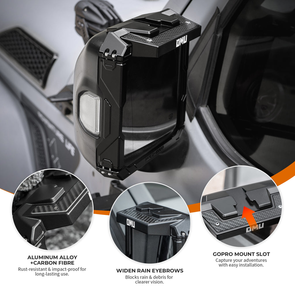 Cadre miroir de protection contre la pluie pour 2018- Wrangler JL & 2020-2025 Wrangler Gladiator