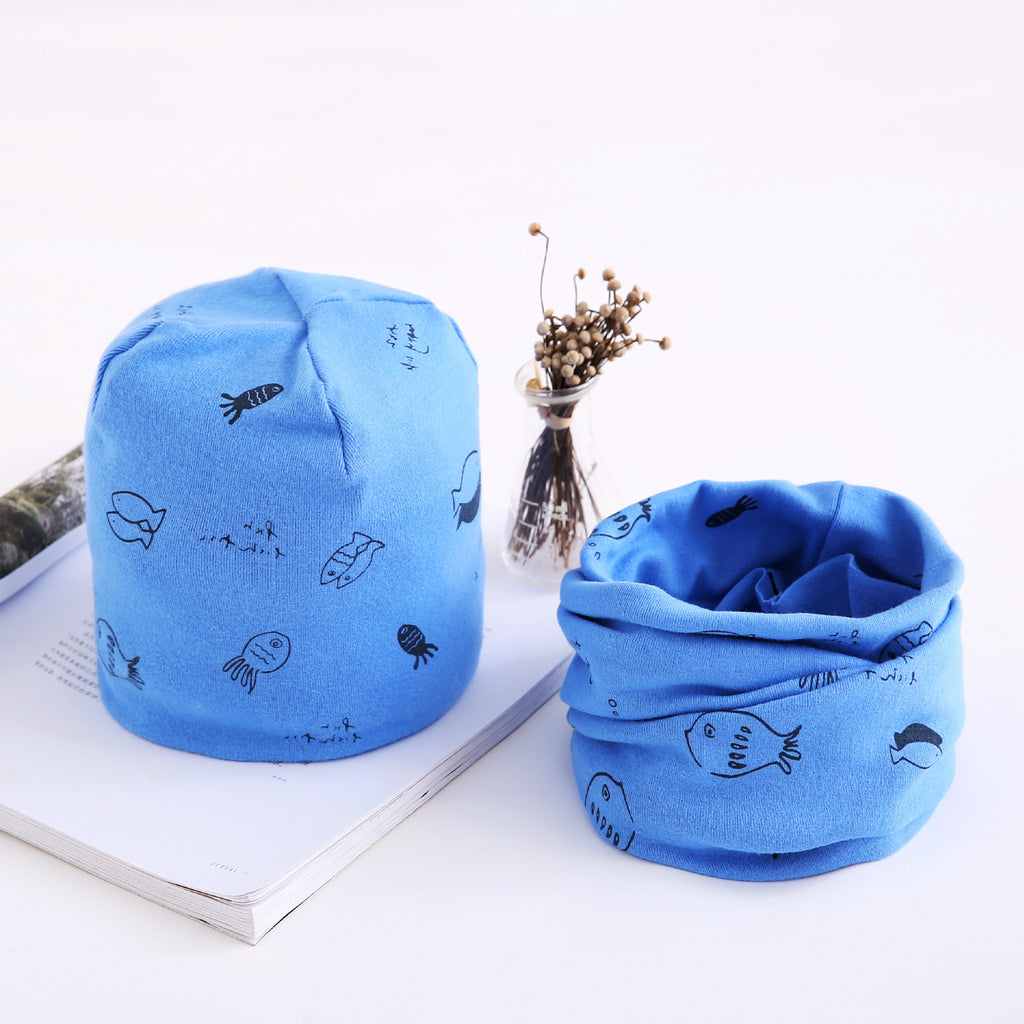 Arrivée de l'automne et de l'hiver écharpe deux-pièces ensemble bébé en coton Bandana Hat Set enfants ou