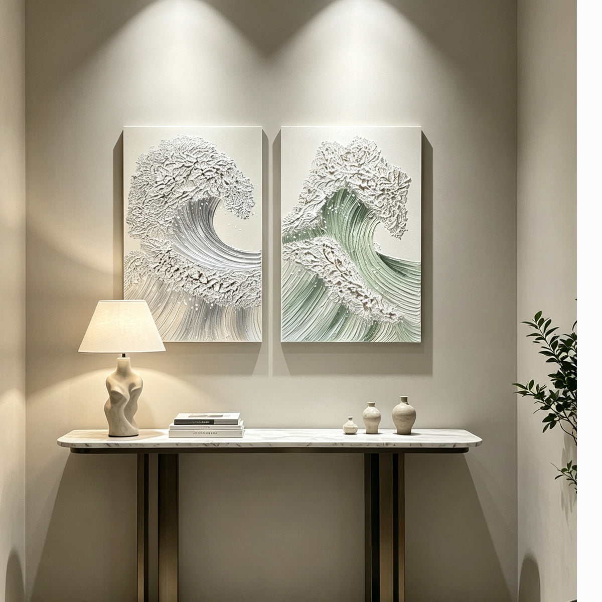 24x36 Ensemble de 2 œuvres d'art murale de la vague océanique