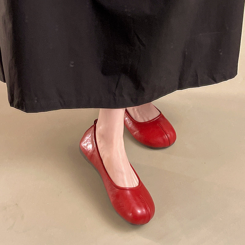 Soft Leather Soft Sole Confortable Ballet Flats Summer Shallow Bouche Robe Match Mary Jane