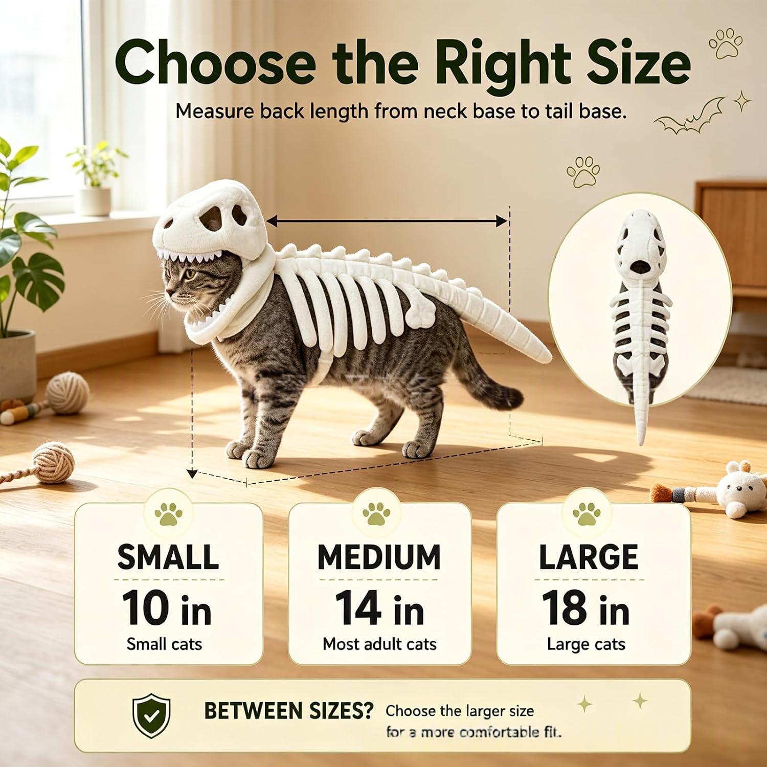 Dinosaure Skeleton Costume de chat Halloween Chat Hoodie