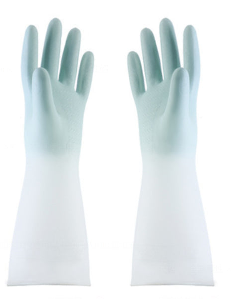 Gants de lavage en blanc translucide en caoutchouc de qualité nettoyante avec un antidérapant
