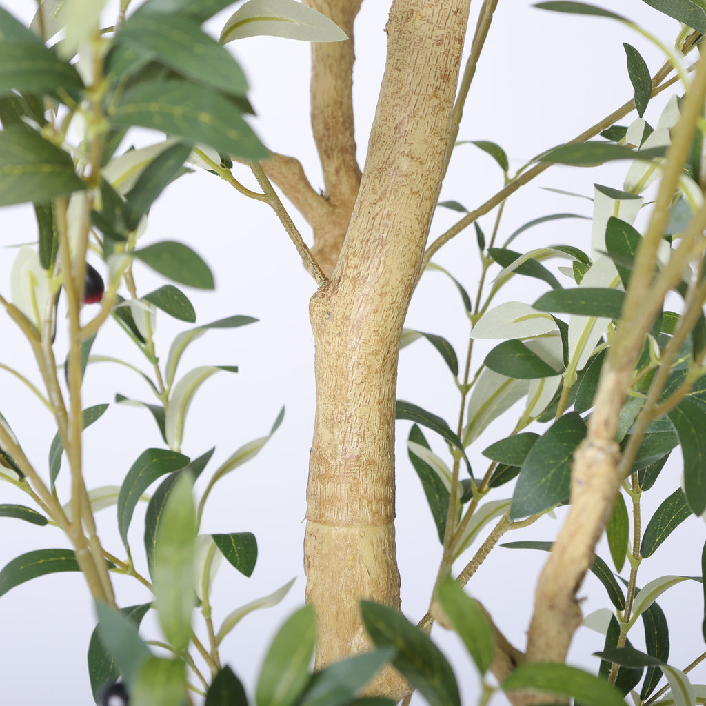 8.2FT Arbre olivier artificiel avec grand pot blanc décoratif