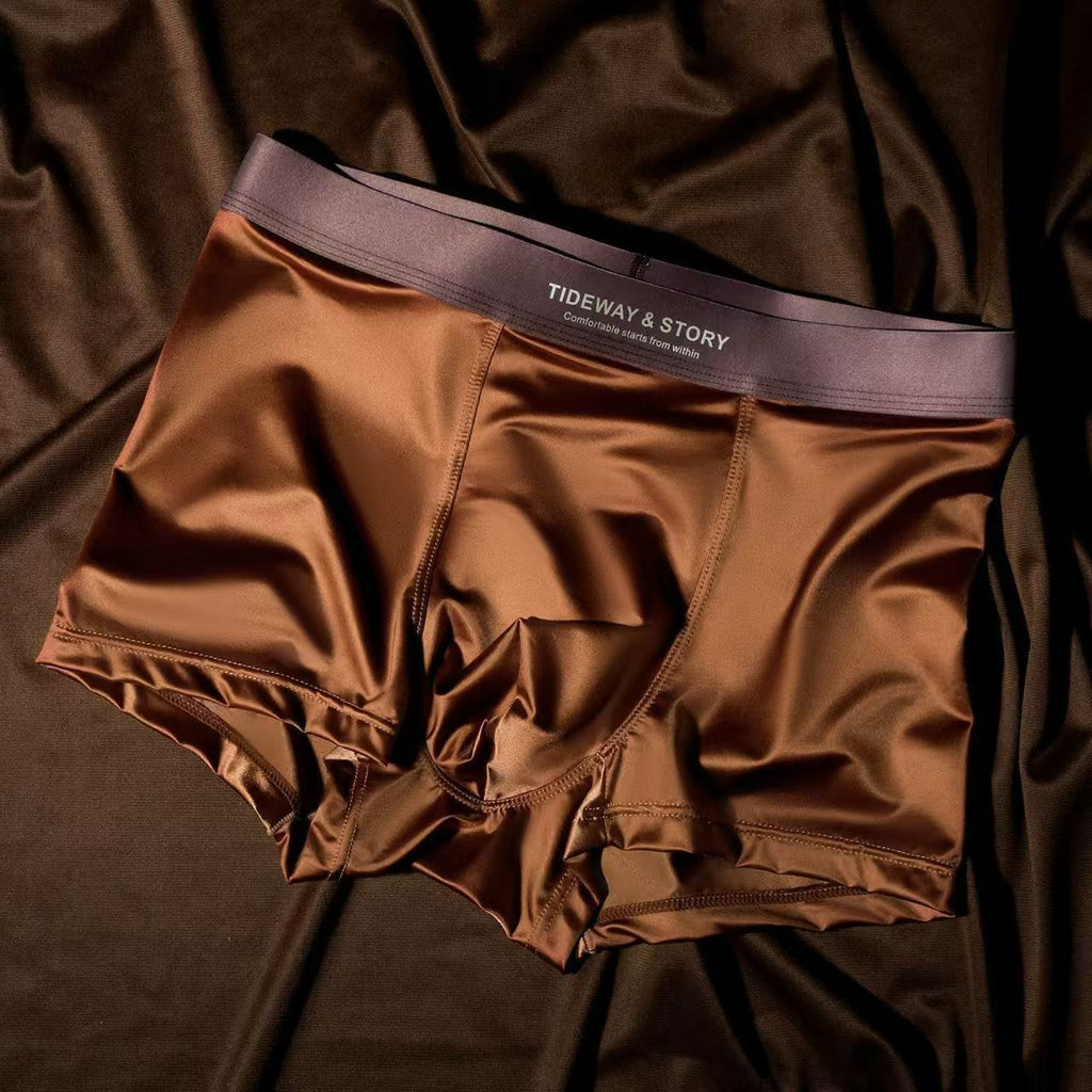 Ice Silk Hommes Sous-vêtements Light Luxury Satin Boxers