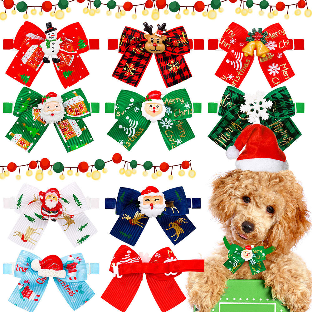 Décoration d'arbre pour chien de poupée de Noël Cat Bow