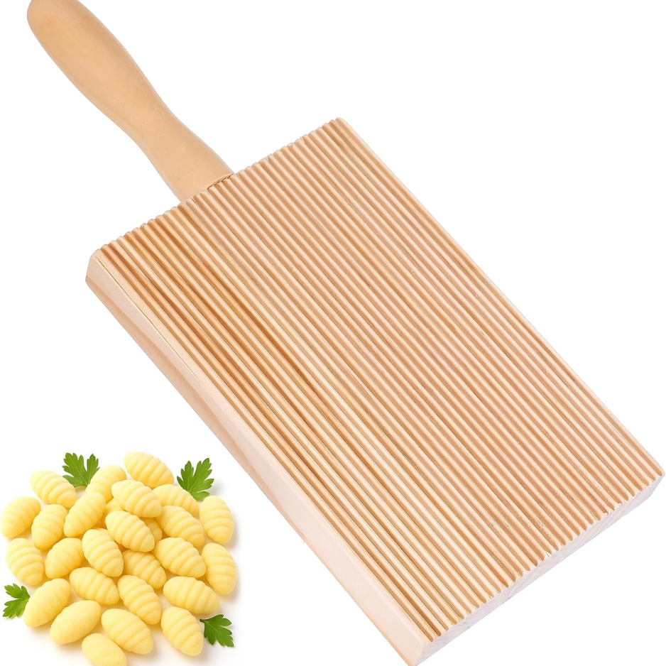 Ensemble de planches et de pâtes Gnocchi en bois avec paddle à roulettes - Pasta Shapi italien authentique
